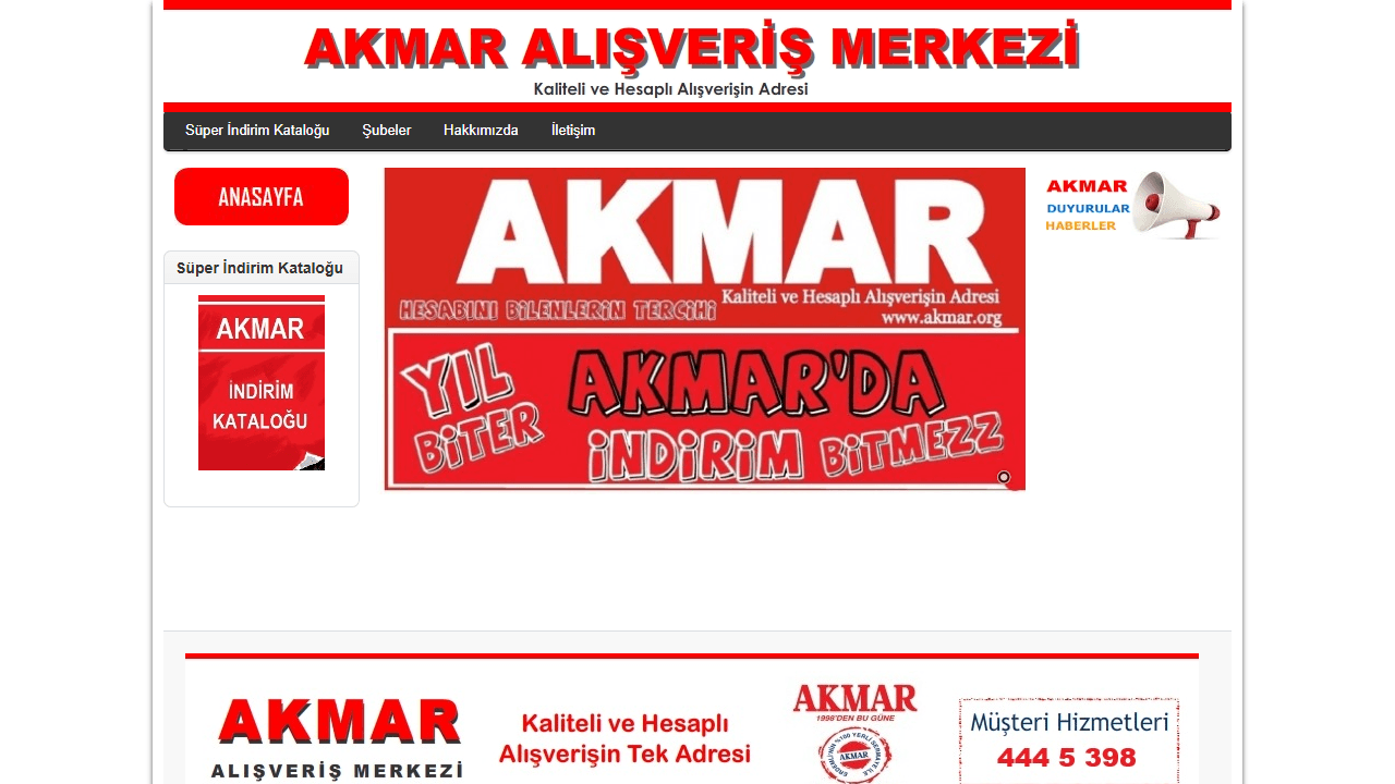 Akmar Alışveriş Merkezi web sitesi