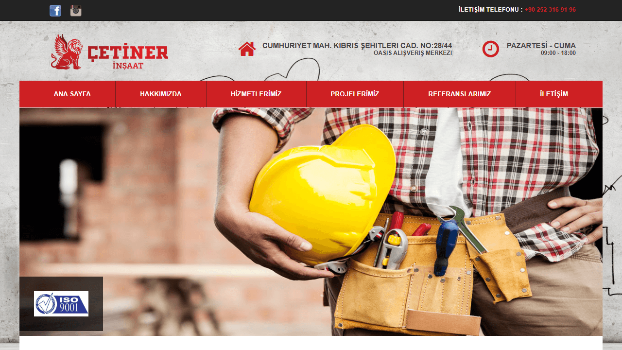 Çetiner İnşaat web sitesi