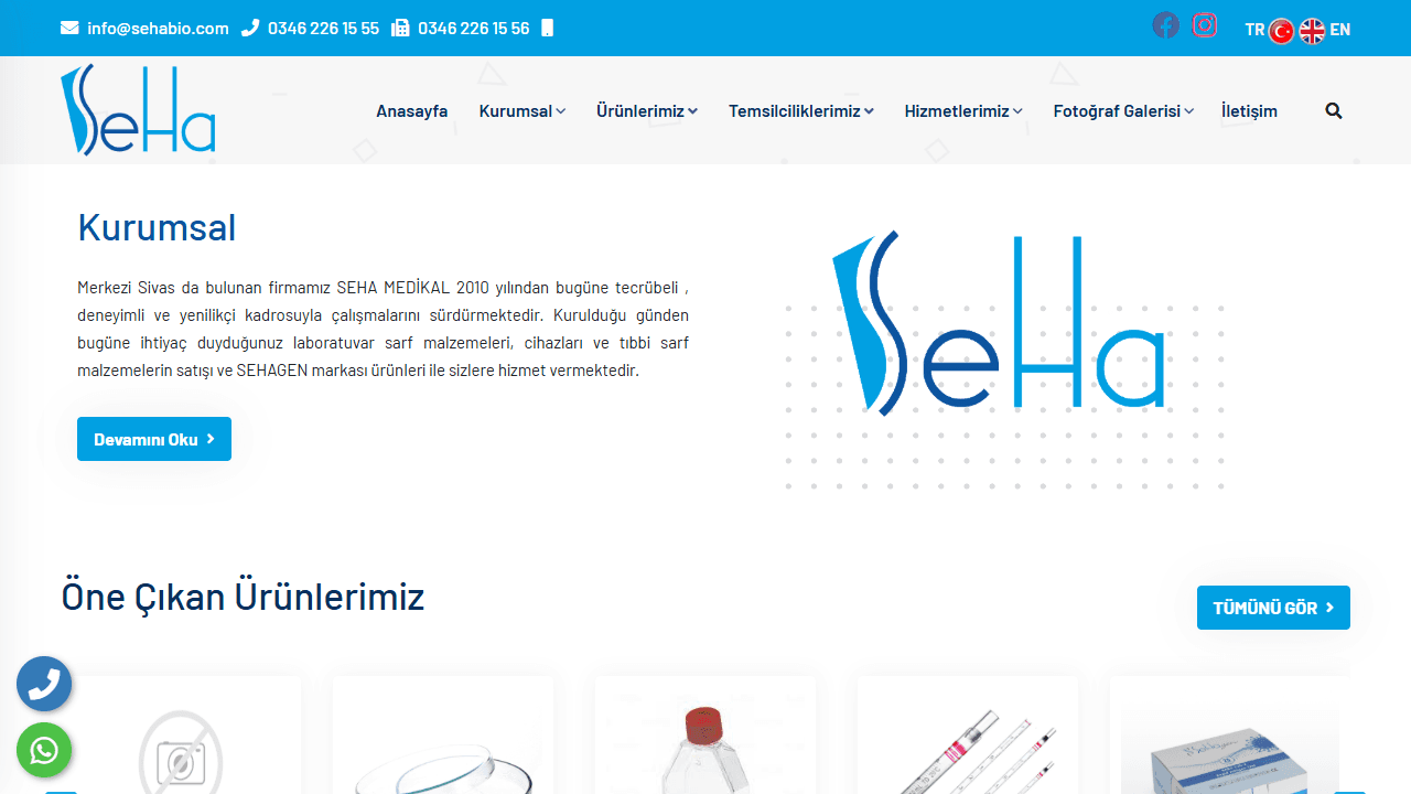 Seha Medikal web sitesi